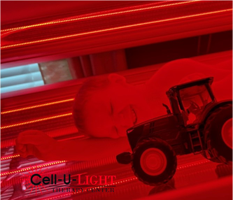This little guy and his tractor soaking up some healing red light after having his eye injured. His eye was swollen and red (and his tractor’s windshield was broken). He came running out saying “we’re all better!!!” The pain, swelling, redness and scratches responded quite rapidly after just 1 session in the bed and significant improvement after the 2nd session!